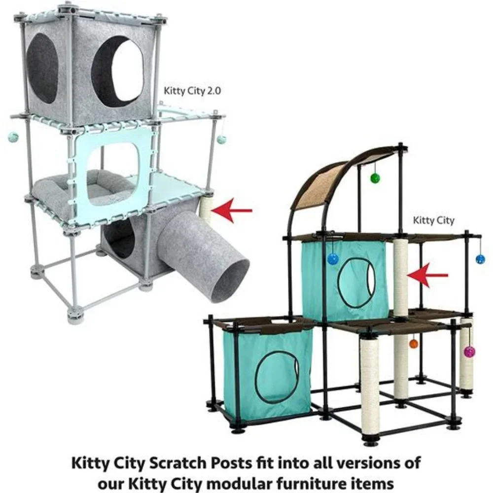 Kitty City Claw Mega Kit 2.0 Furniture, Cat Scratch, Sisal Replacement, Black